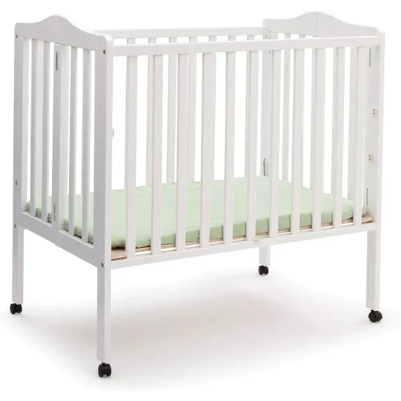 An Foldable Travel Crib with 1.5" Mattress - GREENGUARD Gold Certified, Compact Lightweight for Newborn to Toddler