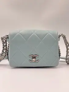 Pre-owned CHANEL lambskin Crossbody Bags Blue Flap Crossbody Bag