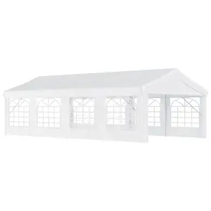 Outsunny 13' x 26' Heavy Duty Party Tent & Carport with Removable Sidewalls and Double Doors, Large Canopy Tent, Sun Shade Shelter, for Parties, Wedding, Outdoor Events, BBQ, White