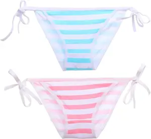 Japanese Style Cute Striped Strawberry Cotton Thong Bikini Underwear Cosplay Panties For Women Pack of 2