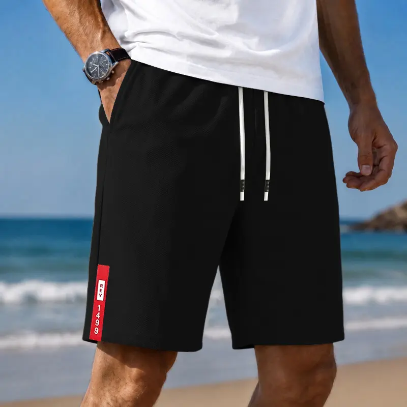 Men Shorts  Breathable Short Pants Casual Beach Shorts Trend Drawstring Shorts Breathable Half Pants with Elastic Waistband