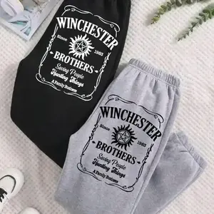 Winchester Brothers Unisex Sweatpants Premium Cotton Jogger Oversized Fit Streetwear Graphic Pants Soft Fleece Elastic Waist Casual Daily Wear Supernatural Fan Design Hunting Theme Vintage Style Fashion Gift for Men Women Trending 2026