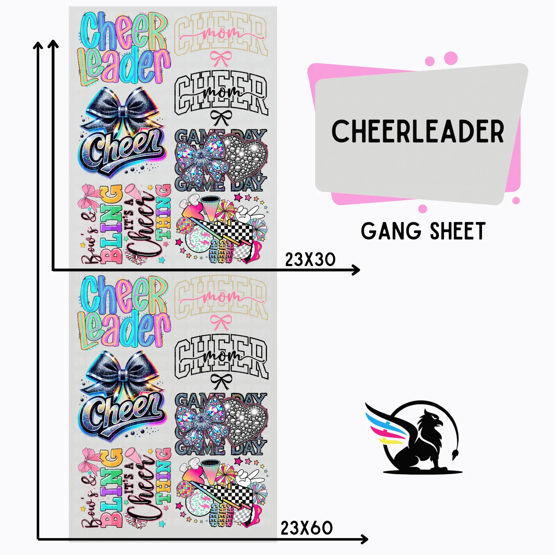 Cheerleading | Premade DTF Transfer Gang Sheet For Graphic Tees