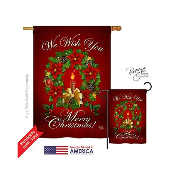 212 MAIN Double-Sided Vertical Impression House Flag - 28x40 in, Christmas "We Wish You" Artwork, Outdoor Decoration for Boating, Water Sports