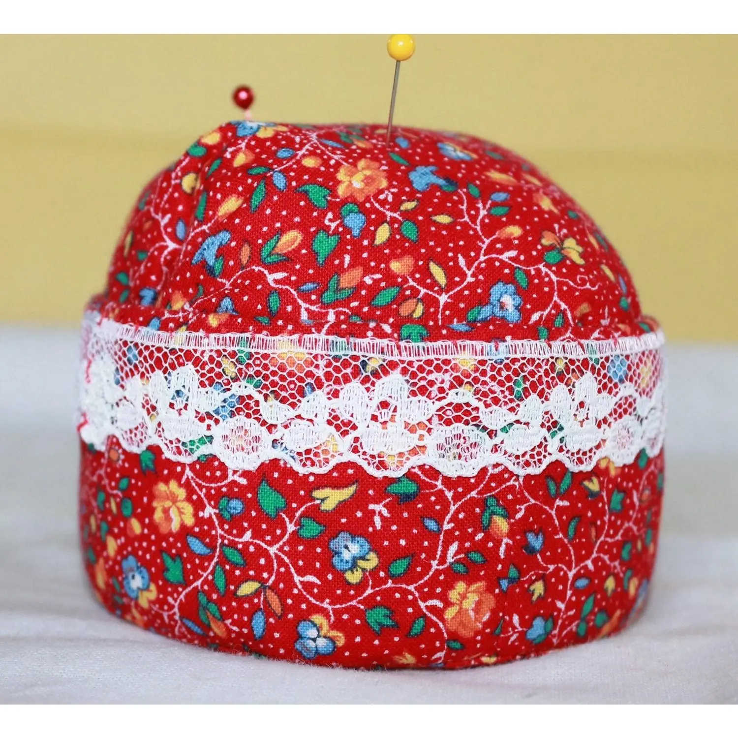 Red Floral Pin Cushion