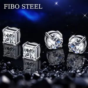 2 Pairs Stainless Steel Magnetic Stud Earrings for Men Women Non-piercing CZ Earrings Set Trend Jewelry Gifts Hypoallergenic 5-8MM