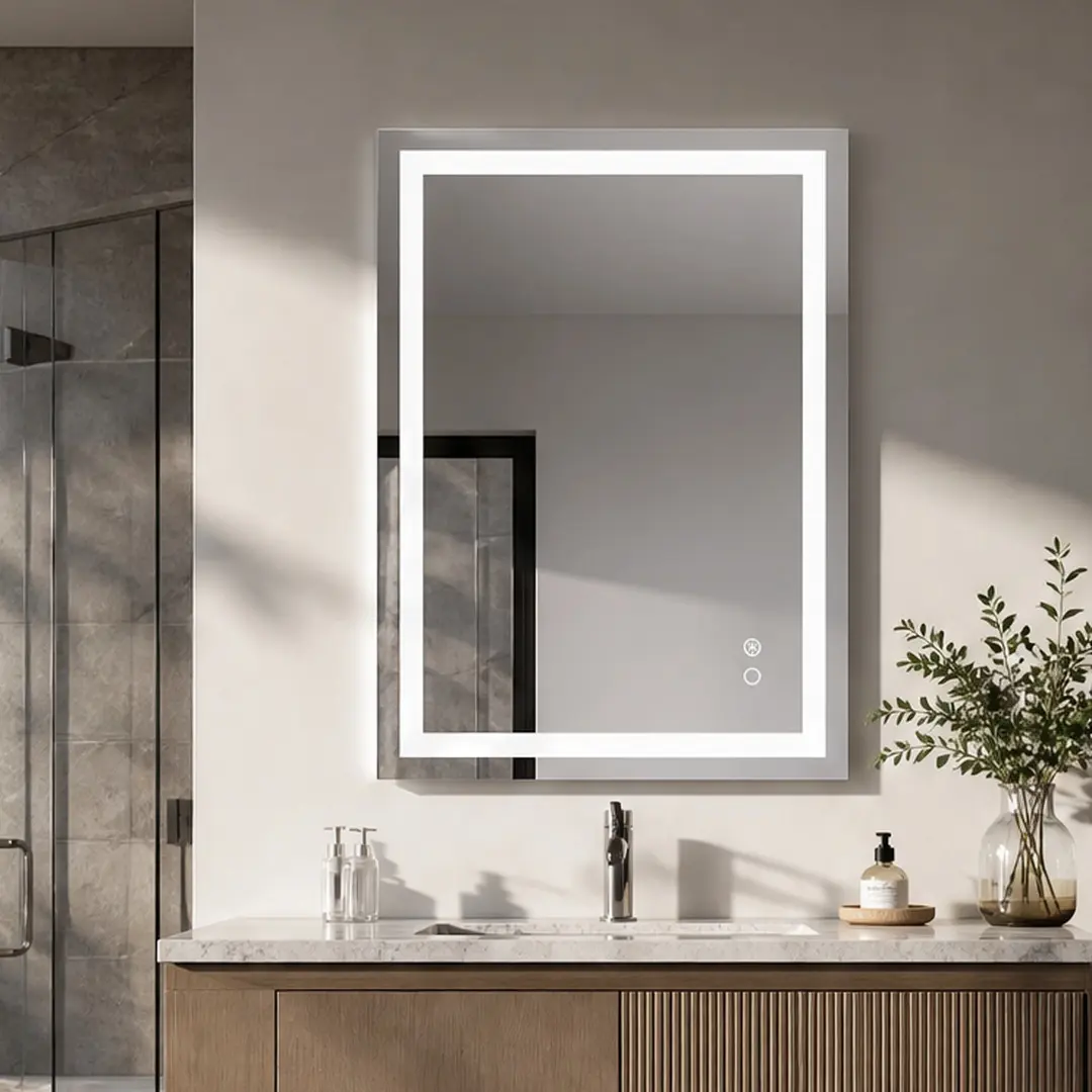 36x28 in LED Bathroom Vanity Mirror - Wall-Mounted, Front & Backlit LED, Dimmable, Anti-Fog, Memory Function, 3 Color Temperatures (Warm, Natural, White), HD Glass, Aluminum Frame, 26.40 lb, Distortion-Free View, for Bathroom Makeup Grooming, Warm Light