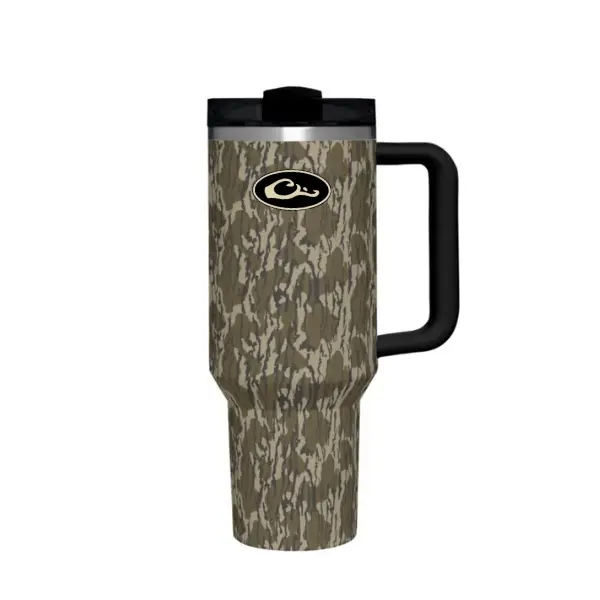 Drake Hunting Bottomland Camo 40oz Tumbler, Tree Bark Camouflage Cup, Insulated Tumbler with Handle, Stainless Steel Travel Mug, Hunting Camo Water Bottle, Leakproof Coffee Cup, Outdoor Camping Drinkware, Hot Cold Cup, Hunter Gift for Men
