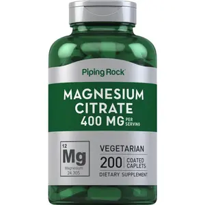 Piping Rock Magnesium Citrate | 400 mg | 200 Caplets | Vegetarian, Non-GMO, Gluten Free Supplement