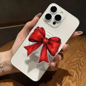 Cute Red Heart Bow Magsafe Phone Grip, Mangetic Popsocket, E Reader Grip Kindle Accessories, Girly Phone Holder