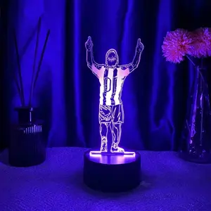 Touch Control USB Night Light, Football Gesture 3D Illusion Lamp, Artistic Plastic Bedside Lamp for Bedroom Living Room Office