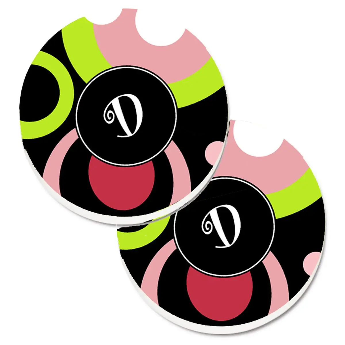 Carolines Treasures AM1002-DCARC Tableware Black Retro Letter D Monogram Cup Holder Car Coasters, Set of 2