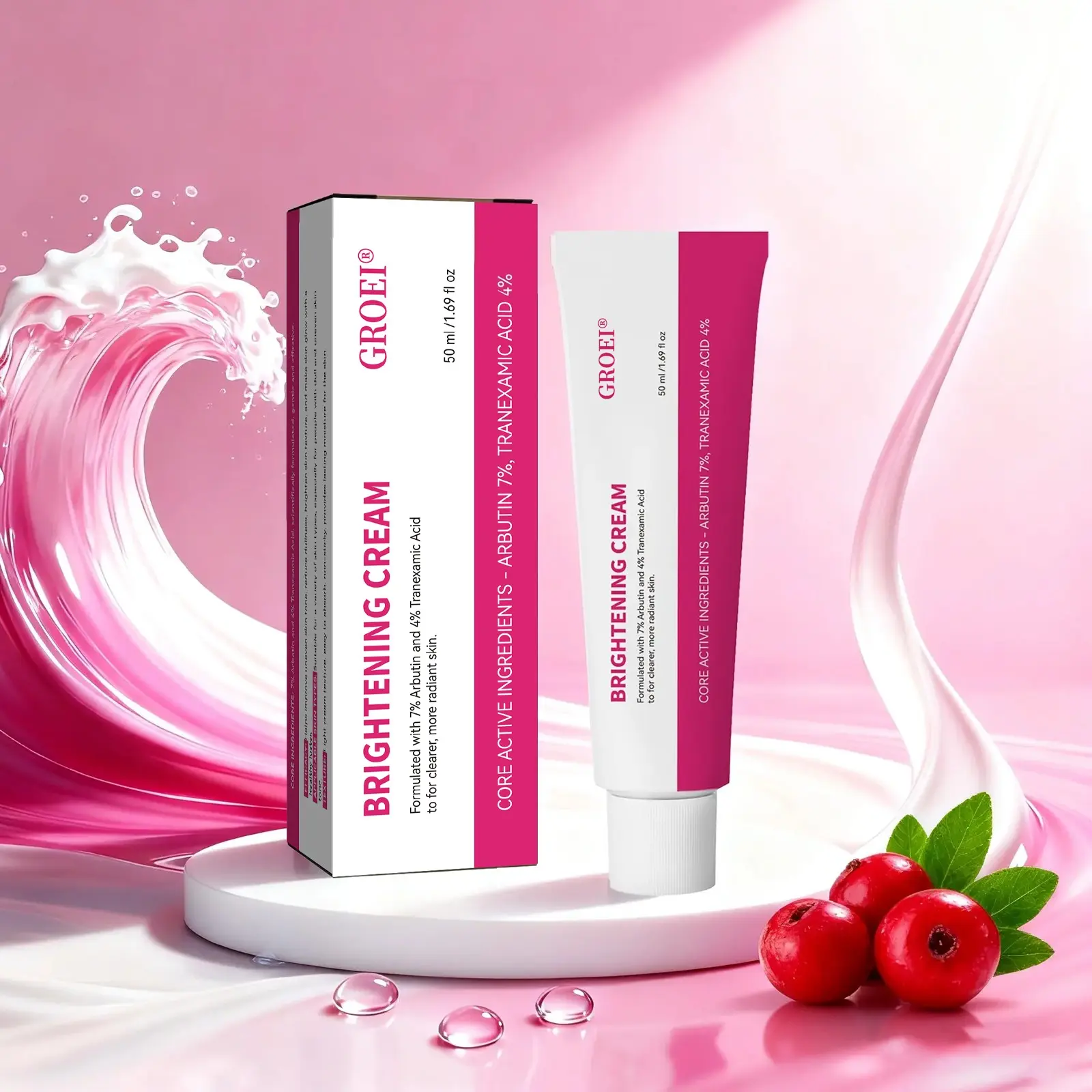 Arbutin 7% + Tranexamic Acid 4% Brightening Face Cream, Reduces Look of Dark Spots & Blemishes, With Panthenol & Glycerin, Hydrates & Evens Skin Tone, Glow Skin, Korean Skincare, 50ml / 1.69 fl.oz.