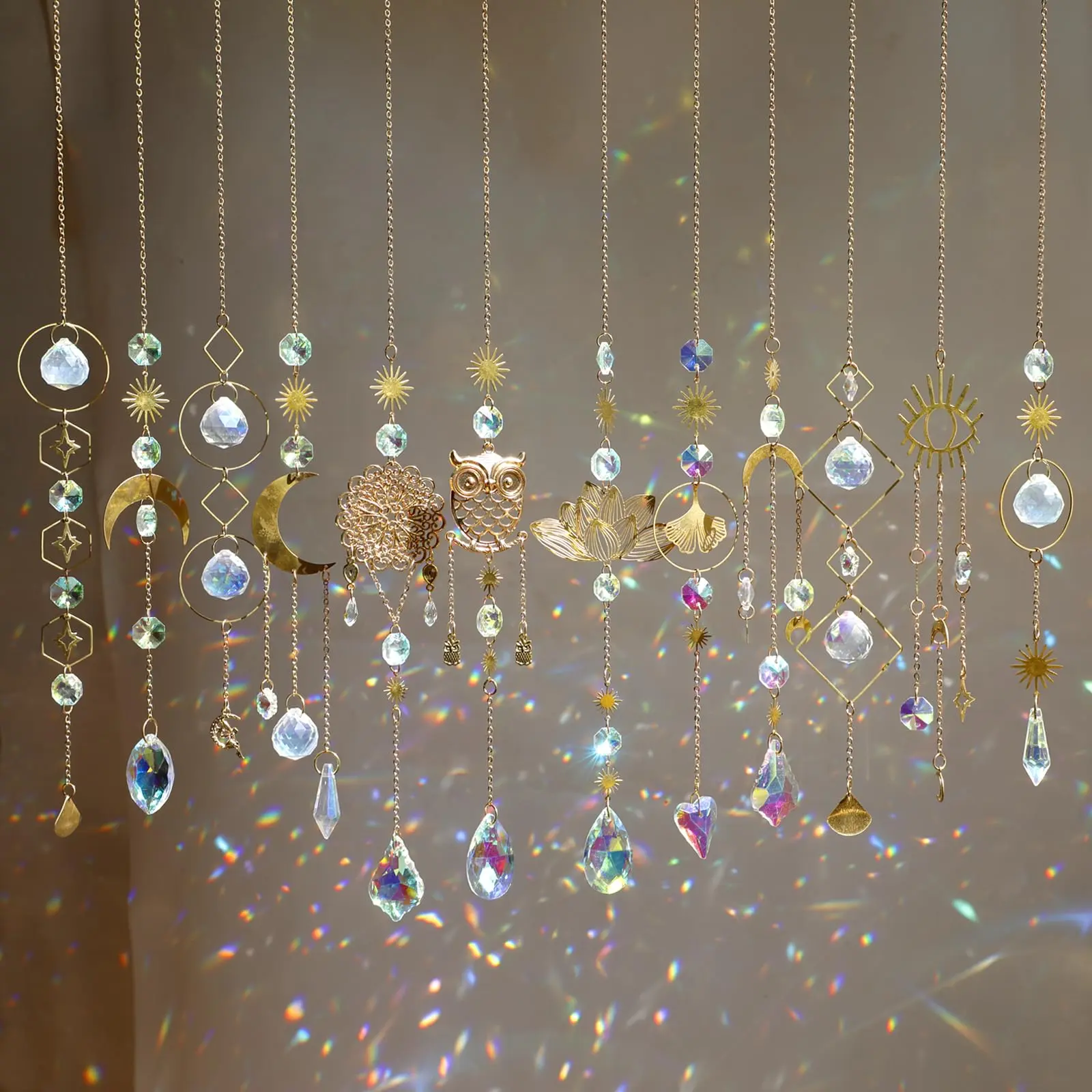 16-Piece Crystal Owl Sun Catchers, Multicolor Decorative Indoor Window Decorations, Perfect for Home Garden Ceiling Christmas Party Wedding, Garden Accessories