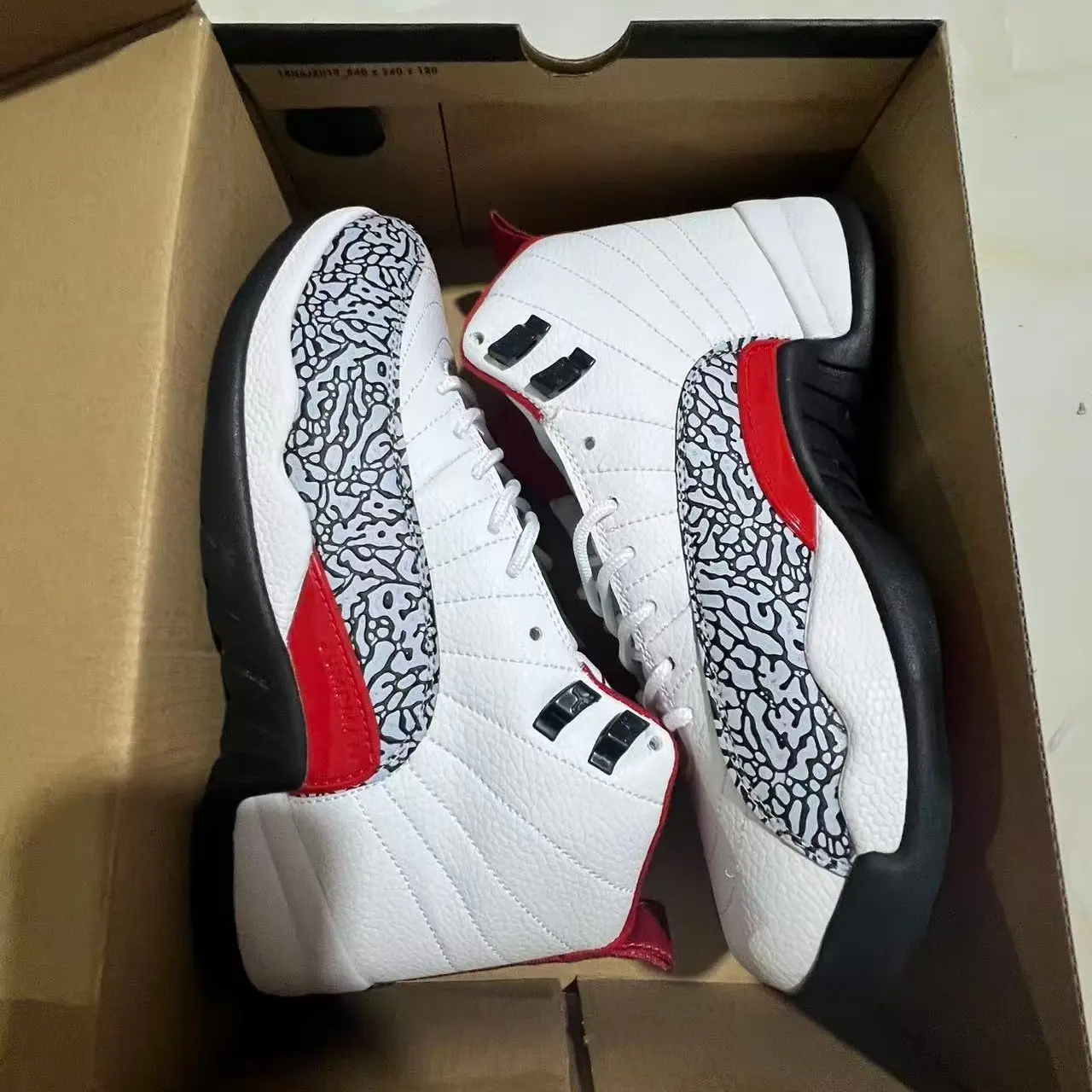 Unisex Retro Basketball Sneakers - White/Black/Red Elephant Print, 2-Tone Mid-Top, Suede Lace-Up, Black Traction Outsole, Street Casual Sports Shoes for Daily Wear