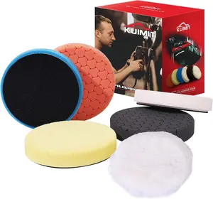" Buffing Polishing Pads, Pcs .inch mm for  Inch Backing Plate, Compound Buffing Sponge Pads and Woolen Pads Cutting Polishing Pad Kit for Car Buffer Polisher (Honeycomb Structure)