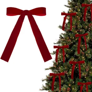 12/24 PCS Velvet Christmas Bows for Christmas Tree, Velvet Ornaments for Christmas Tree, Christmas Velvet Bows Rustic Crafts Bows for Home Decor Wedding, Outdoor, Indoor
