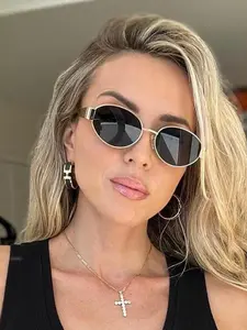 Retro oval sunglasses for women and men, fashionable sunglasses with classic color tones, Trendy Shades
