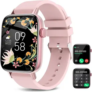 Smart Watch for Android iPhone-Call Receive/Dial/Read Message/AI Control-1.9" HD Screen-IP67 Waterproof Fitness Smartwatch-Blood Pressure/Heart Rate/SpO2/Sleep Monitor (Light Pink)