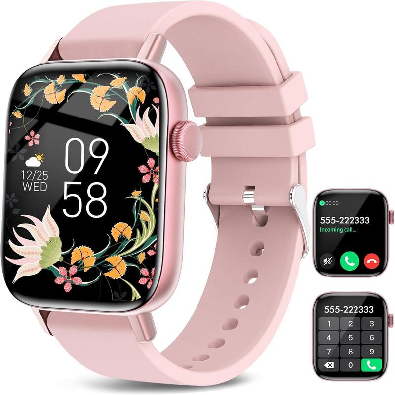 Smart Watch for Android iPhone-Call Receive/Dial/Read Message/AI Control-1.9" HD Screen-IP67 Waterproof Fitness Smartwatch-Blood Pressure/Heart Rate/SpO2/Sleep Monitor (Light Pink)