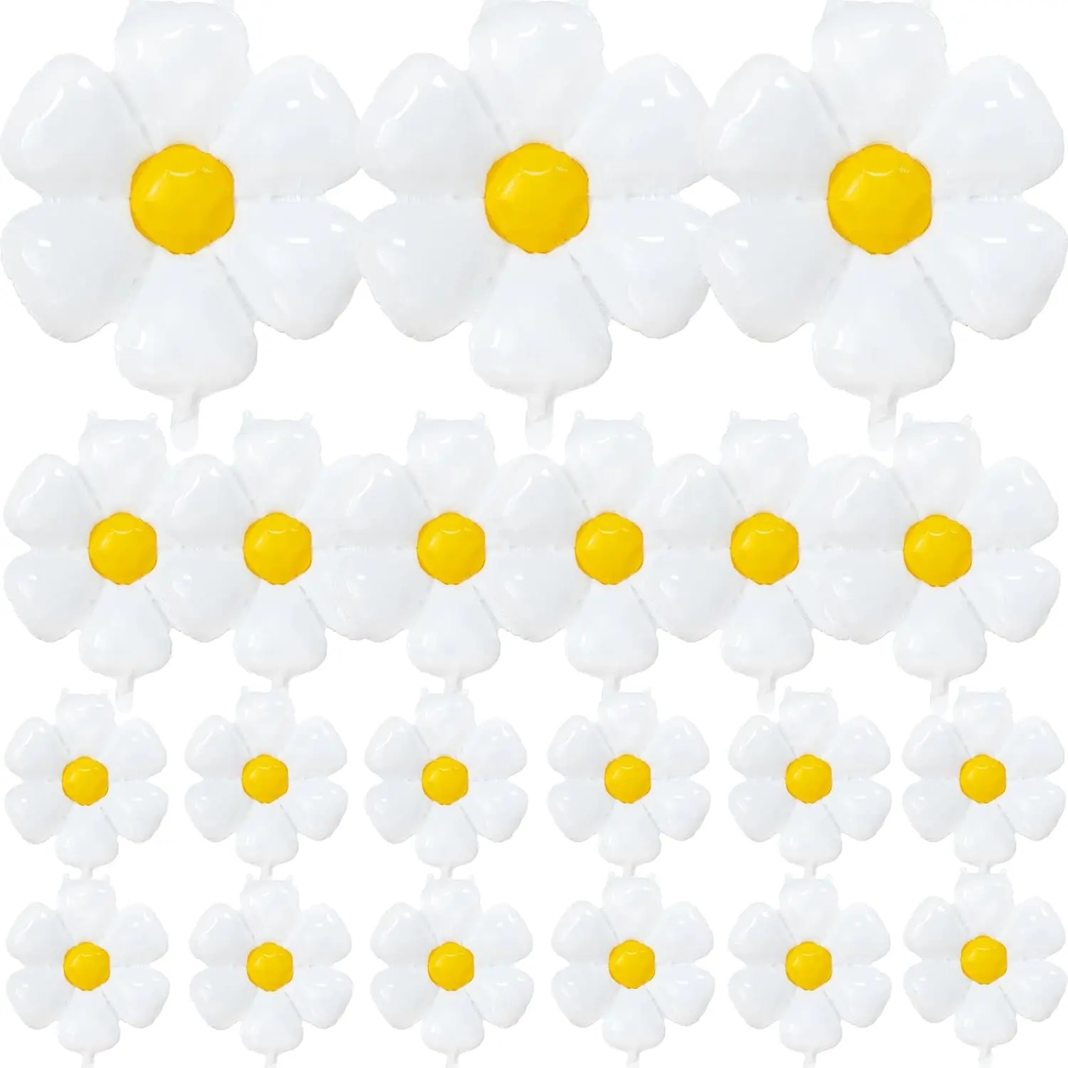 21PCS Daisy Flower Balloon Set White Foil Balloons for Baby Showers, Birthdays & Spring Parties