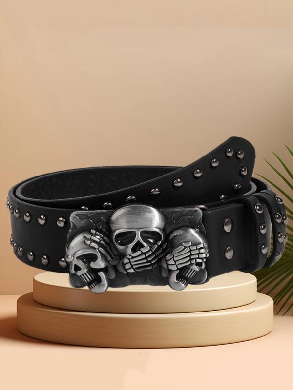 1pc New Belts For Women High Quality Luxury Brand Punk Goth Rivet Black Jeans Unisex Men Belt Paw Skull Buckle Waistband Man Punk Style Belt