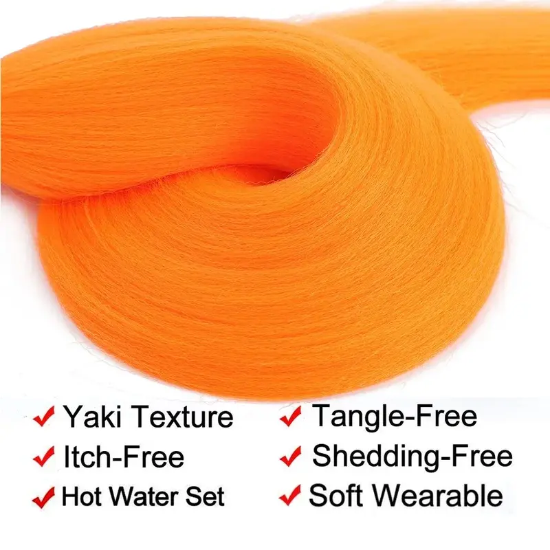 2026 NEW Purple Braiding Hair Extensions Pre Stretched Soft Yaki Synthetic Jumbo Braids DIY Ponytail Braid Pink Grey Orange Red Blue Hair