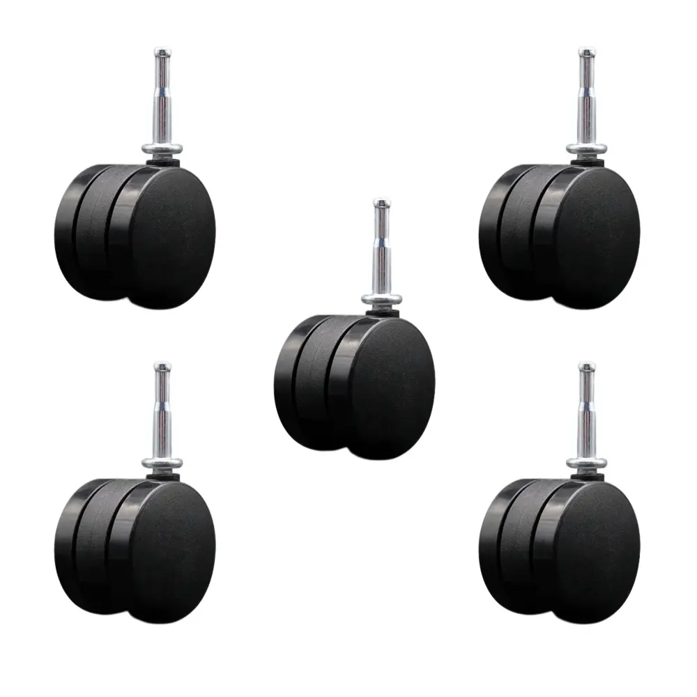 Service Caster SCC-UHGN02S60-NYS-5 Swivel Socket Set, Multi-Surface Swivel Chair Casters - Set of 5, 2.38 in. Nylon Wheels, 0.31 in. Grip Stem, 500 lbs Capacity, Sockets for Wood Compatible