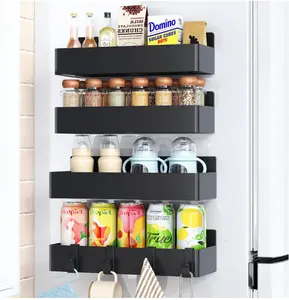 2/4-piece magnetic refrigerator shelf, no-drill metal rack, kitchen spice storage rack, wall-mounted refrigerator shelf kitchen gadgets  kitchen accessories