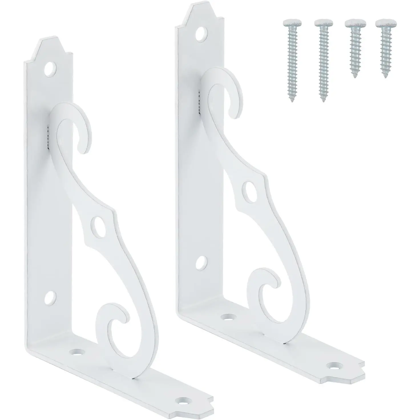 Decorative Shelf Brackets 5x3-1/2 in Wall Mounted Floating Shelf Bracket L Heavy Duty Support Corner Brace Joint Right Angle Bracket for DIY Open Shelving with Screws White 2 count