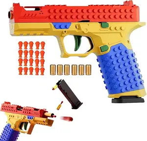 Mini Blaster Building Block Toy Gun, Tactical DIY Building Block Handle Set, Block Blaster Gun Funny DIY, Block Blaster with Display Stand, Full of Creativity for Team Activities