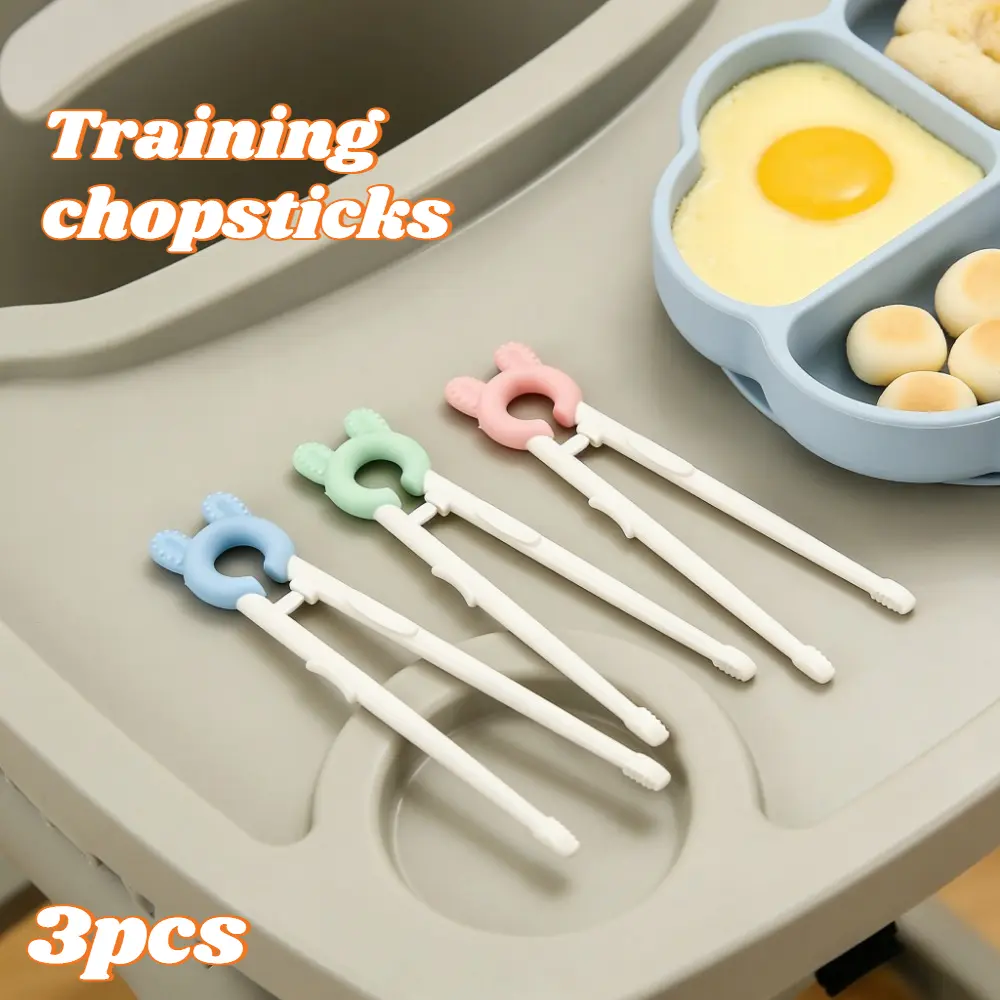 Children's Training Chopstick Straps with Auxiliary Rings - 3-Piece Set, Outdoor Tableware Accessory for Camping & Home Use, Builds Independent Eating Skills, Fine Motor Skills & Hand-Eye Coordination