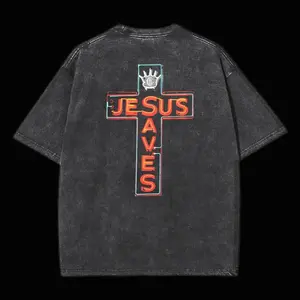 Jesus Saves Washed T-Shirt, Vintage Washed T-shirt, Faded Graphic Tee, Retro Style Shirt, Classic Shirt, Vintage Top, Oversized Washed Cotton Tee for Men and Women H68