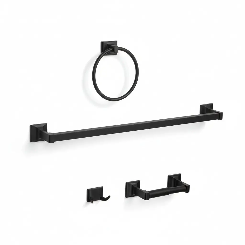 Eclipse Series 4 Piece Black Bathroom Hardware Set