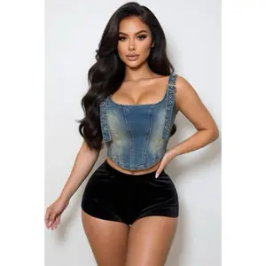 Indigo Edge Corset Crop Top