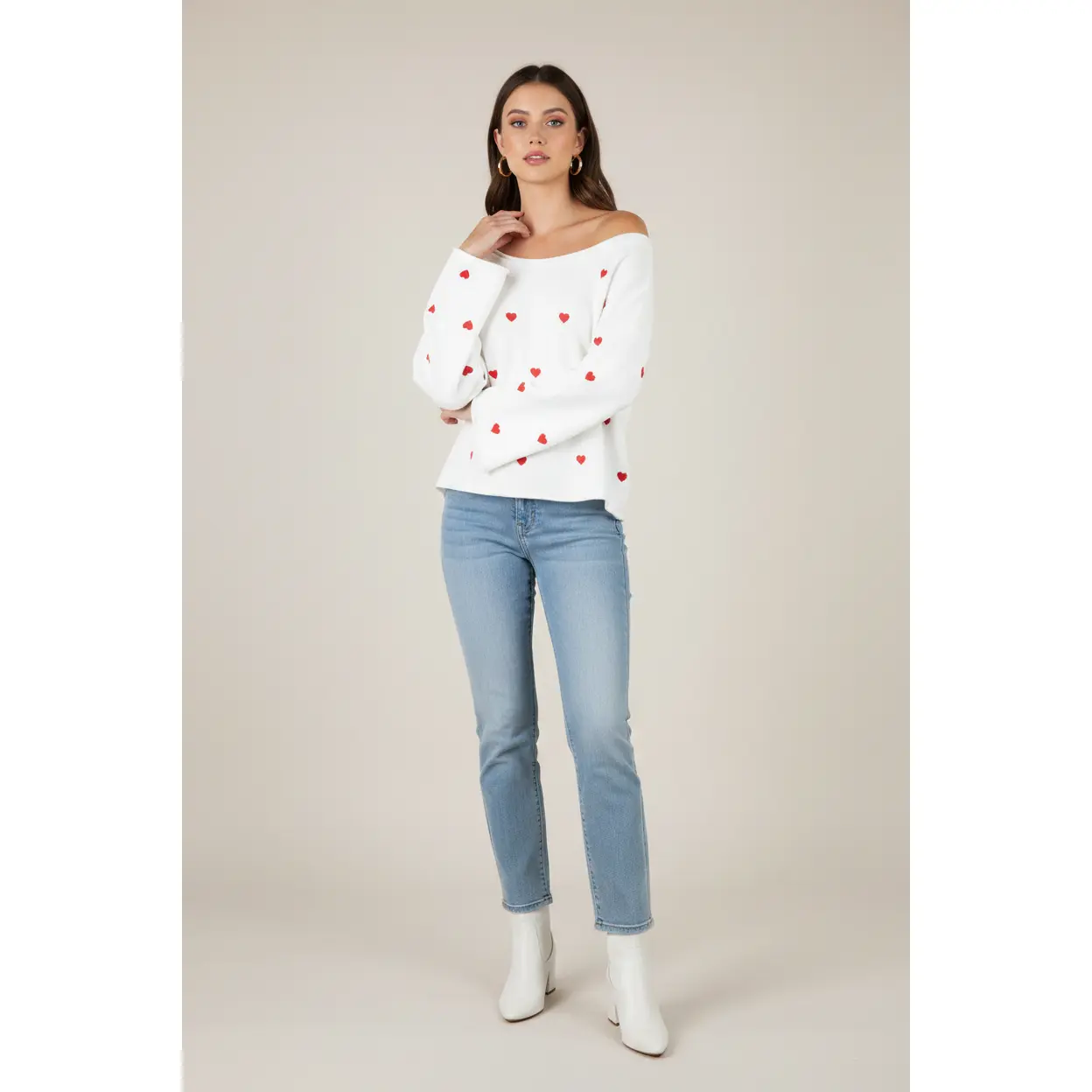 Heart White Sweater