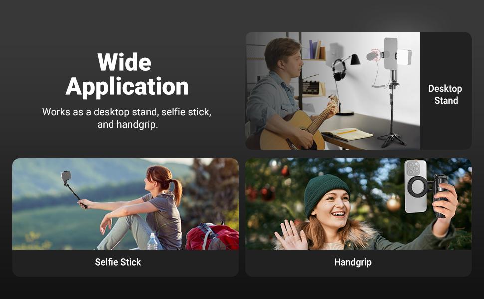 NEEWER BASICS PA985 Magnetic Selfie Stick Tripod with Bluetooth Remote, Portable Phone Tripod Stand, MagSafe Compatible, Extendable Mini Tripod for iPhone, Travel, Vlogging & Live Streaming