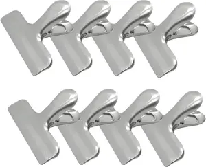 8 Pack Metal Chip Clips, 3 Inch Wide Stainless Steel Heavy Duty Food Bag Clips, Silver Kitchen Utensils