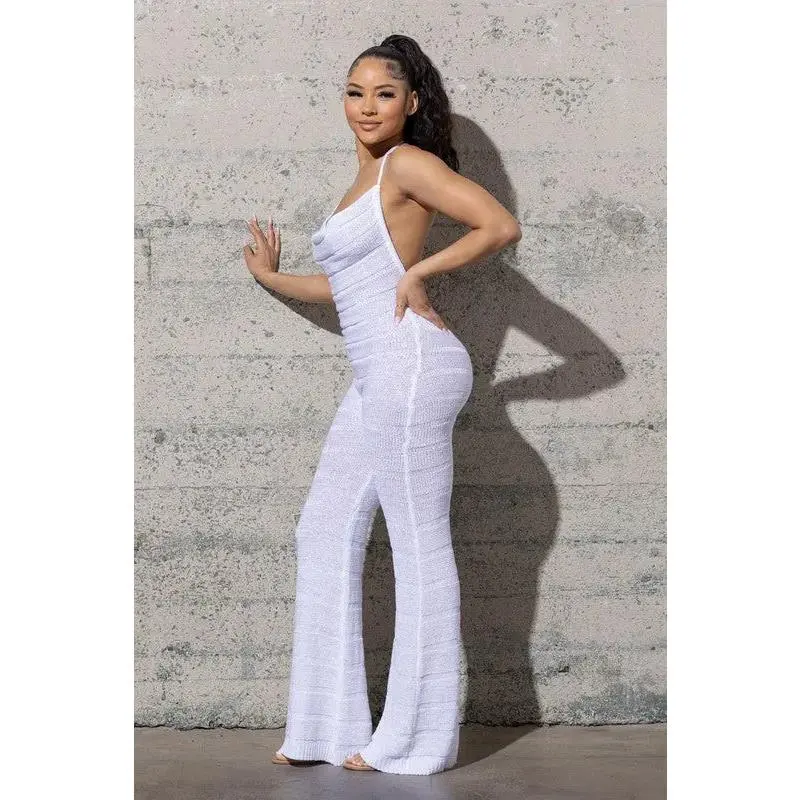 YANI WHITE CROCHET JUMPSUIT