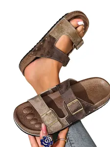 2026 Spring Summer Cork Sole Dual Strap Sandals for Women, Vintage Classic Casual Daily Wear, Height-Increasing Slippers