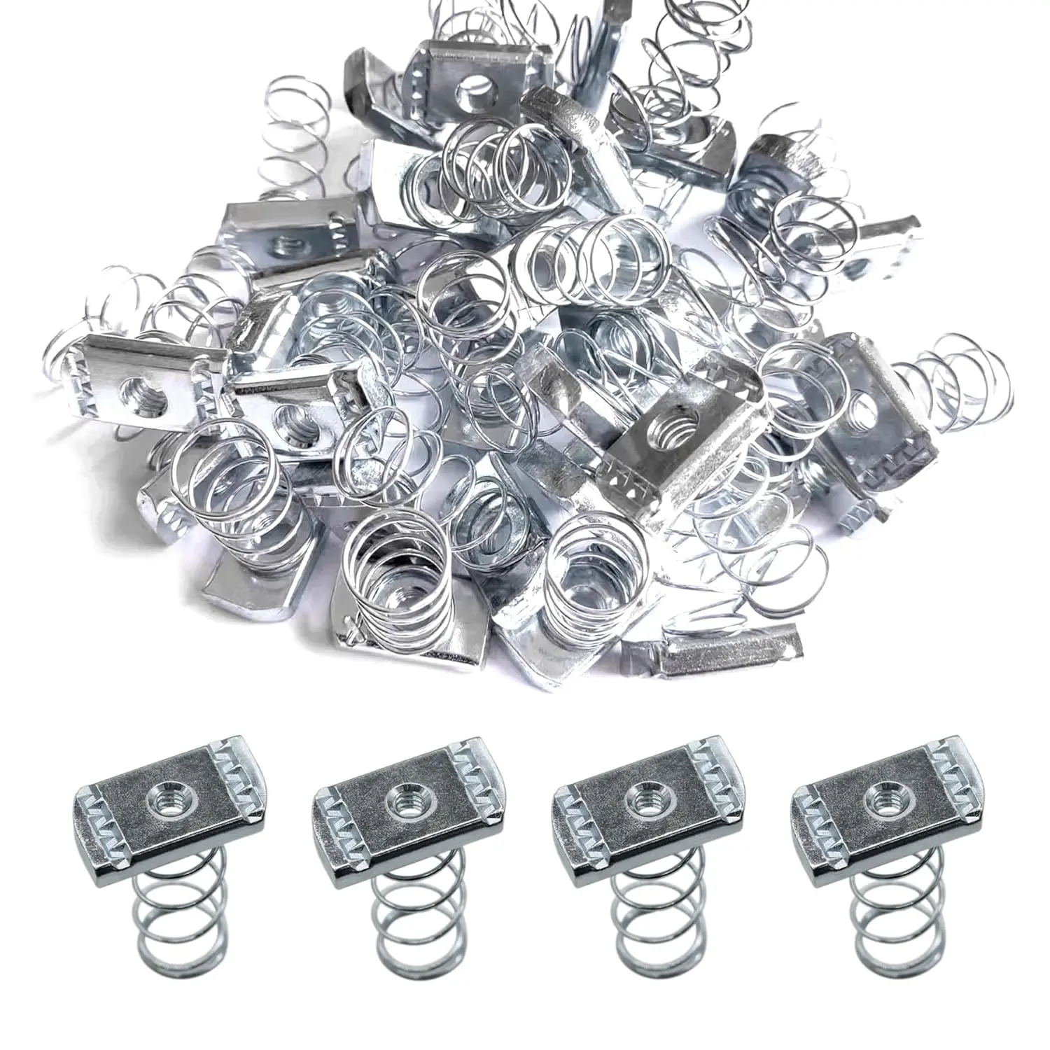 50-Pack 1/4"-20 Zinc-Plated Thick 6mm Unistrut Hardware Nuts, Slotted Steel Sturdy Fasteners for Struts, Ventilation Systems, Easy to Install (Non-Spring Nuts for Struts Support, Data Wire & Junction Boxes), Pipes, 50 Strut Nuts