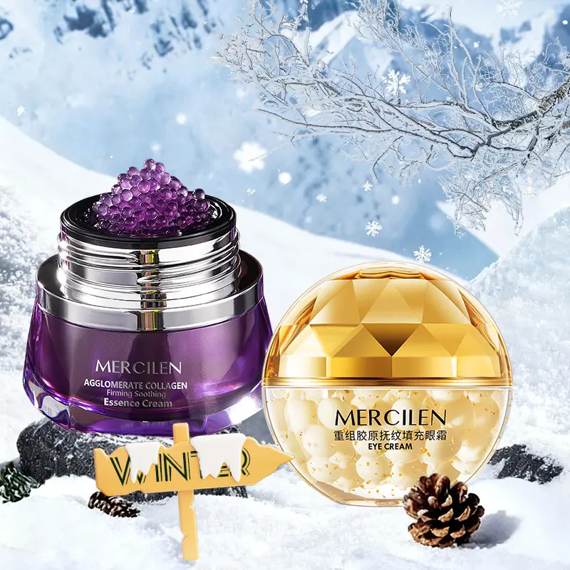 Collagen Moisturizing Face Cream & Mercilen Reconstructed Collagen Moisturizing Eye Cream Set, Hydrating Skin Care Cream, Lightweight Cream Texture, Deep Hydration