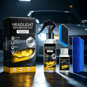 Headlight Restoration Kit, No Sanding, UV Protection, Protective Agent, 3-Step Repair, Clears Yellowed, Oxidized, Foggy Lenses, Long-Lasting Shine
