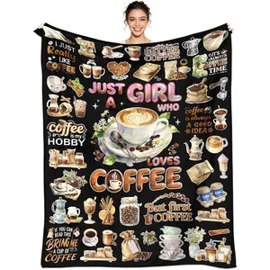 Coffee Blanket Gifts Soft Warm Flannel Coffees Throw Blanket Coffee Bedding Gifts for Women Girls Adults 50"x40"