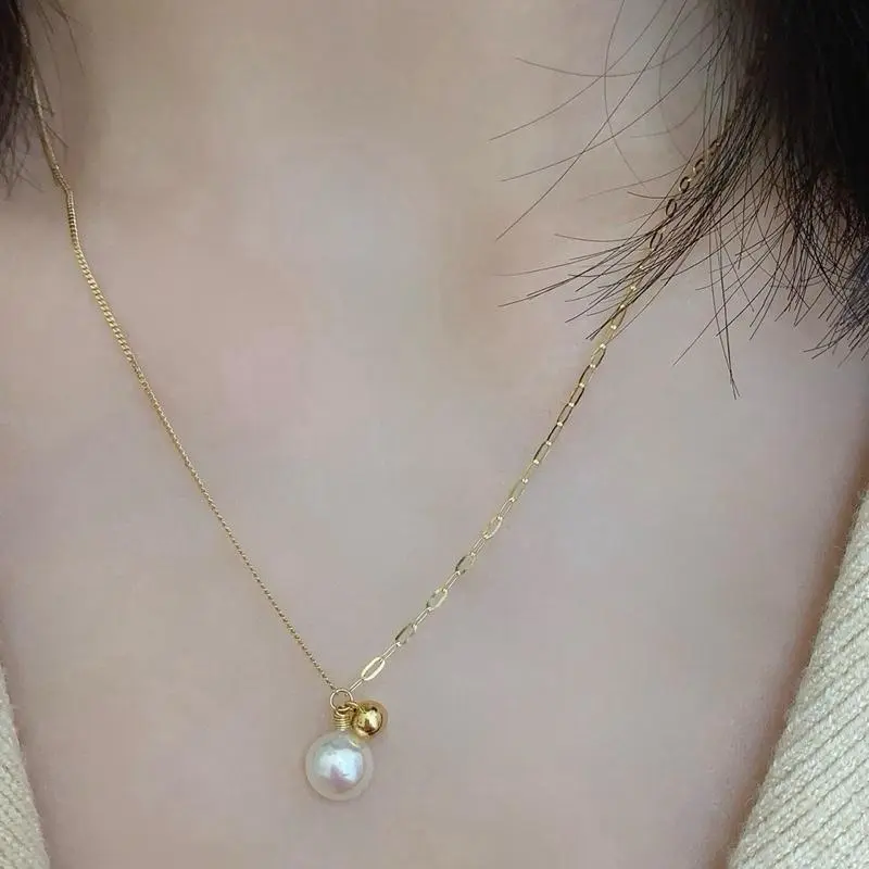 SR Pearl Co. 18K Solid Gold Freshwater Pearl Necklace | Minimal Luxury Jewelry for Everyday Wear