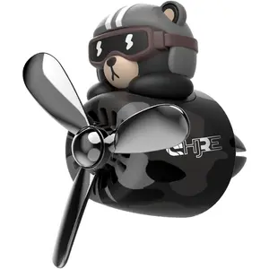 Cartoon Car Air Freshener Cute Bear Pilot Automotive Accessories Air Vent Ornament, Propeller Air Outlet Vent Fresheners, Car Perfume Suitable for Car Interior Decoration