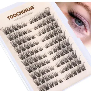 TOOCHUNAG Lash Clusters 8-16 Natural Eyelash Clusters 100pcs C Curl Wispy Individual Lashes Left&Right DIY Lash Extension Thin Band Cluster Eyelashes Extensions