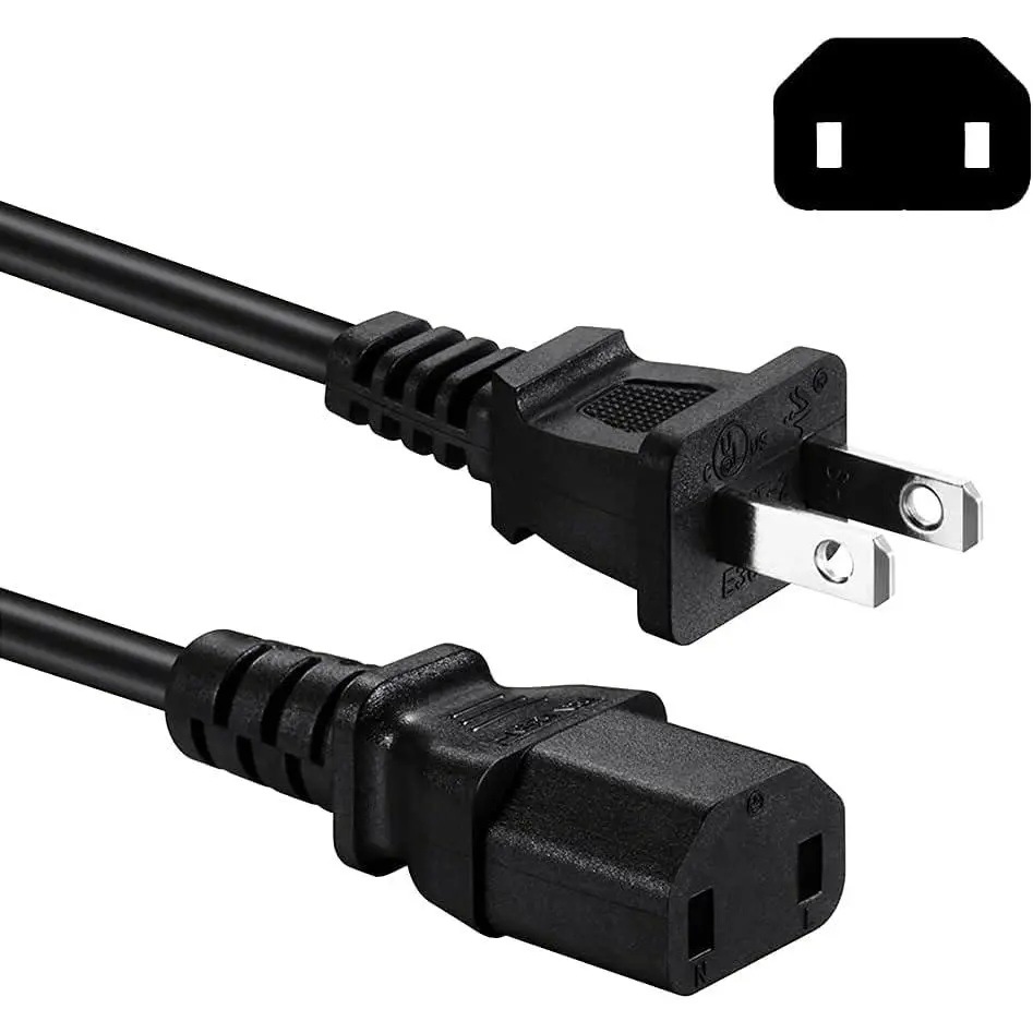 2 Prong AC Power Cord Compatible with Sony PS4 Pro, Xbox One/Xbox 360 Slim / 360 E Power Supply Brick, Power Cable Replacement