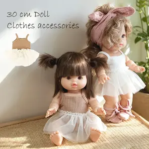 1 Set 30cm-35cm Doll Tutu Dress, Soft Knit Bodysuit with Tulle Skirt, High Quality Doll Clothes, DIY Accessories for 12-14 Inch Dolls