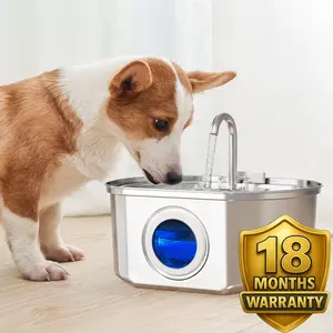 Neareal Oval Stainless Steel Cat Water Fountain, 108oz/3.2L Automatic Dispenser with Water Level Window – Gift for Dogs Cats Pet Product